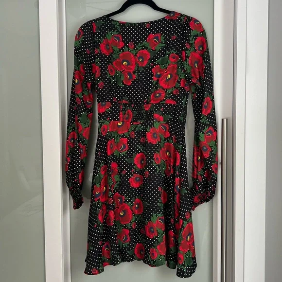 Free People Morning Light Black Print Long Sleeve Mini Dress - Picture 10 of 11